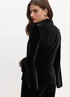 Velvet Flutter Sleeve Jacket