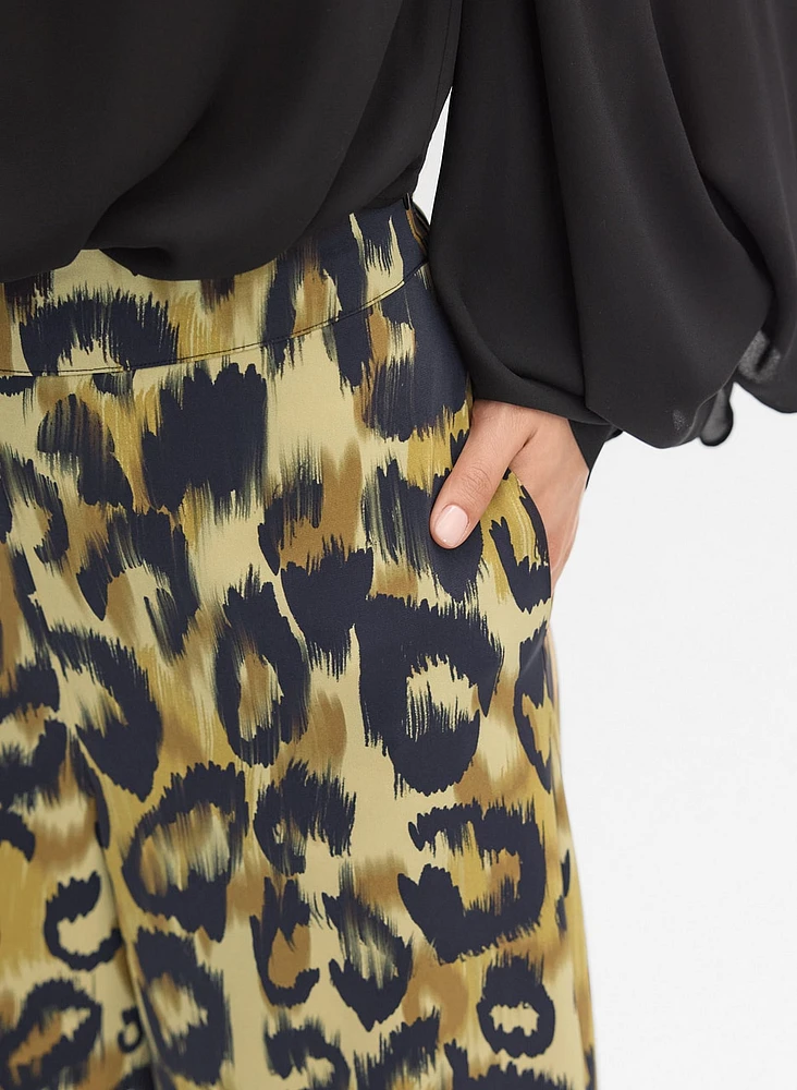 Pantalon à jambe large motif léopard