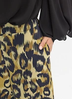 Pantalon à jambe large motif léopard