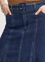 Jupe midi en jean à ceinture