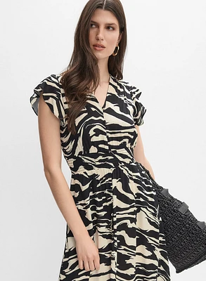 Animal Print Smocked Waist Dress
