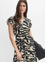 Robe froncée à motif animal