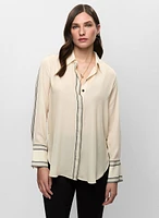 Blouse boutonnée à bandes contrastantes