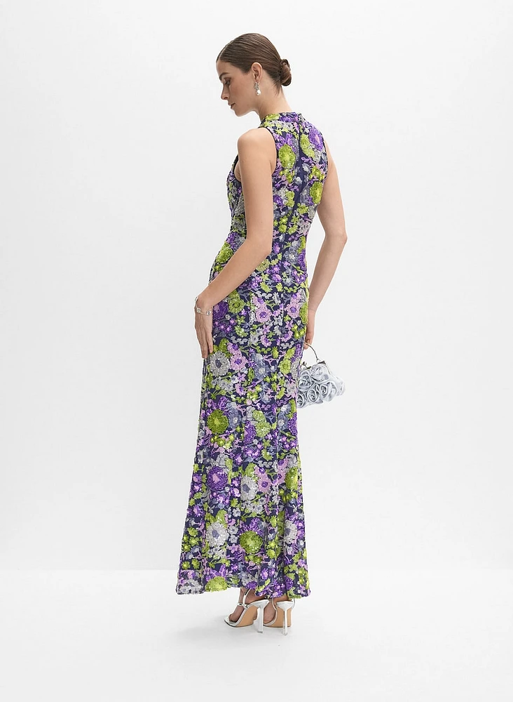 Robe florale ornée de paillettes