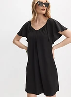 Crinkled V-Neck Dress