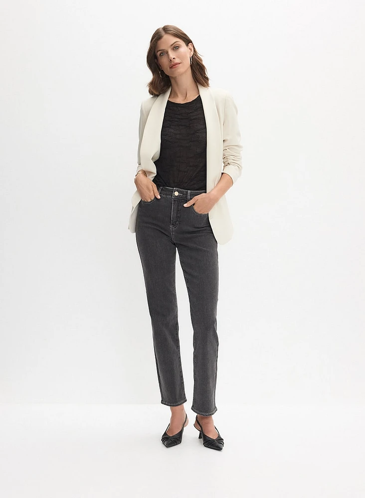 Buckle Detail Straight-Leg Jeans