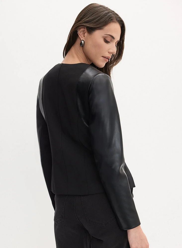 Zip-Front Vegan Leather Jacket