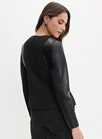 Zip-Front Vegan Leather Jacket