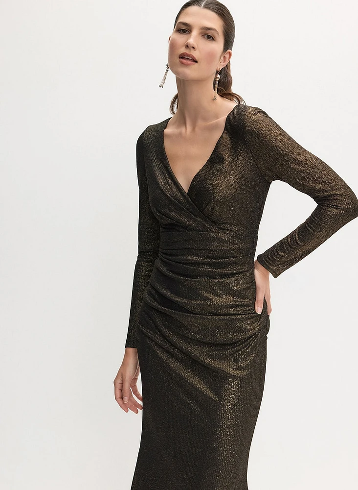 BA Nites - Foiled Ruched Waist Dress