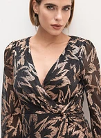 Adrianna Papell- Floral Print Faux Wrap Dress