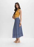 Jupe midi à bande en crochet