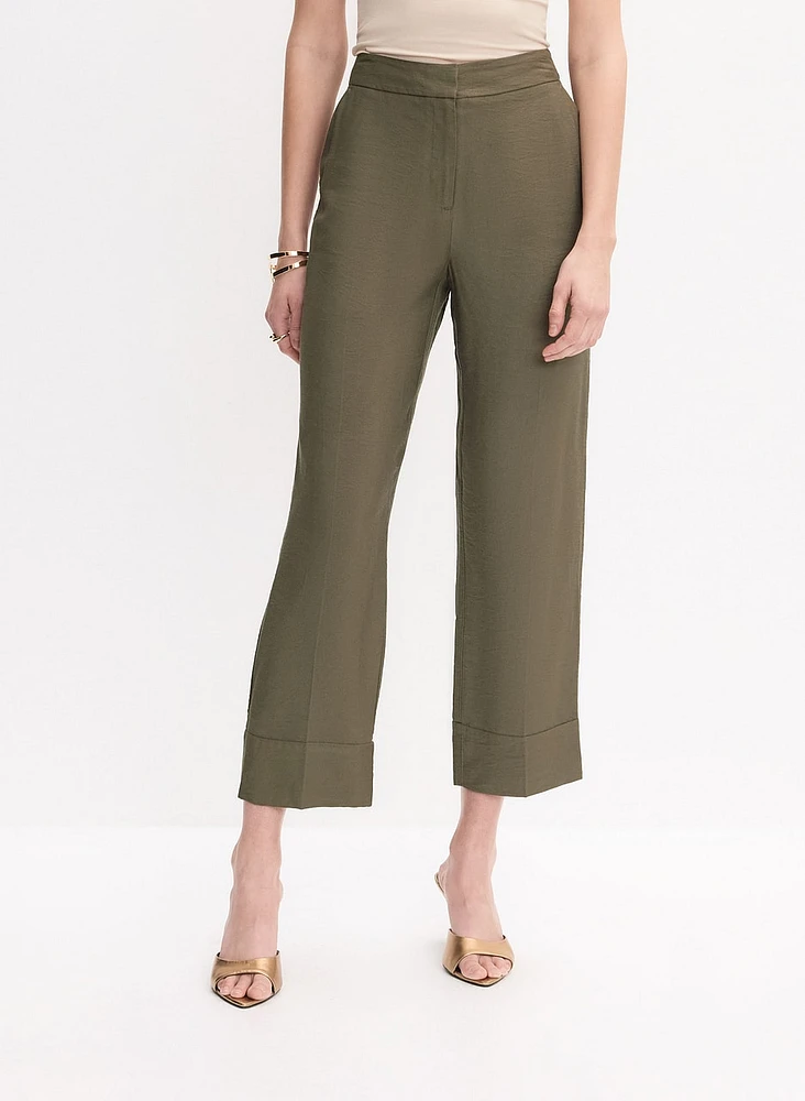 Cuffed Straight-Leg Pants