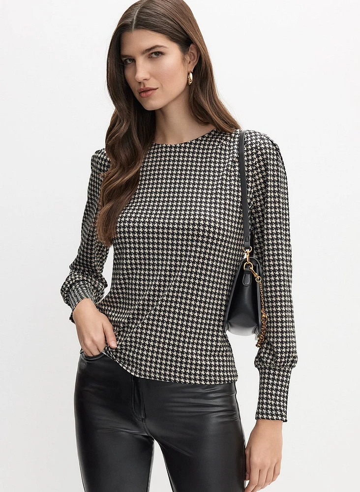 Houndstooth Knit Top