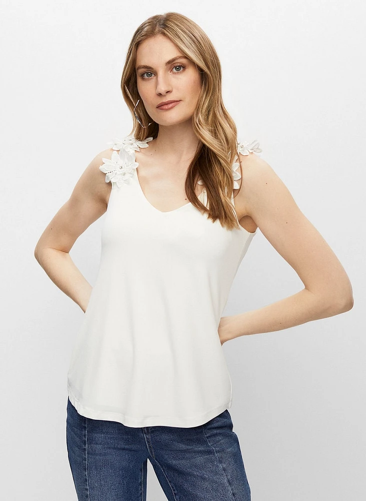 Flower Strap Crystal Detail Top