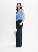 Drawstring Waist Wide-Leg Pants