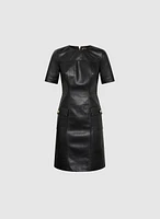 Vegan Leather Crew Neck Dress