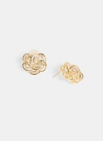 Baguette Flower Button Earrings