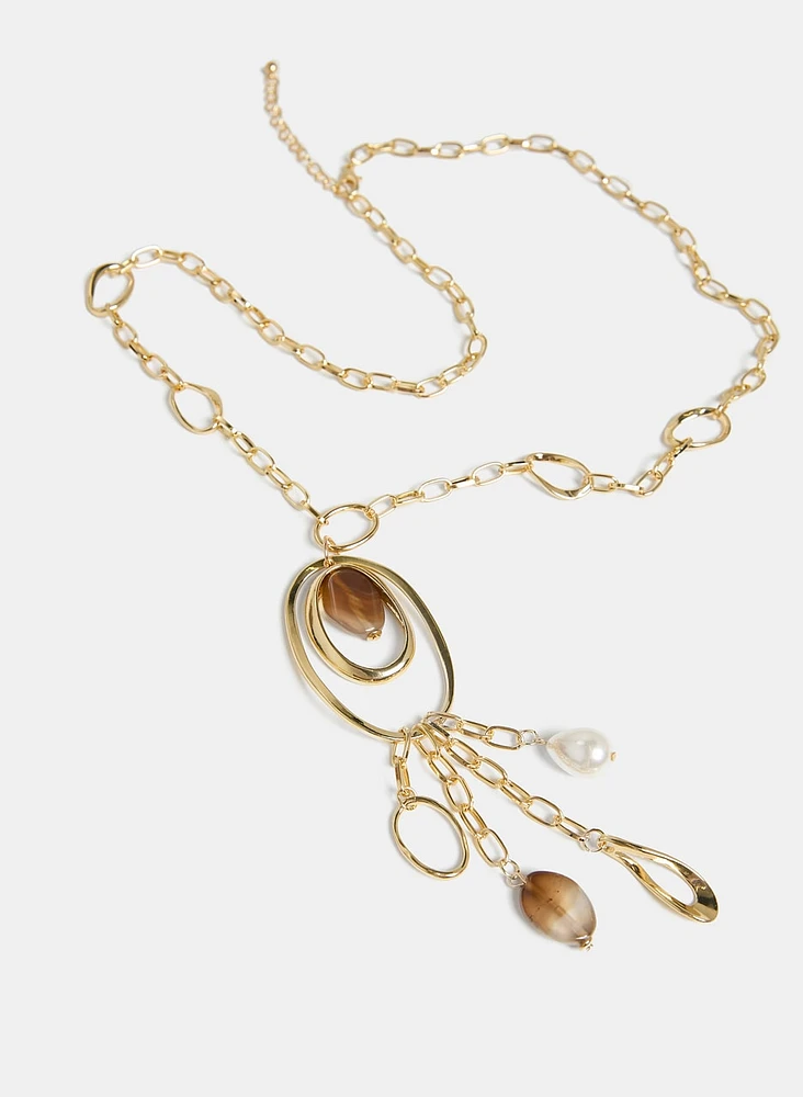 Oval Pendant Chain Necklace