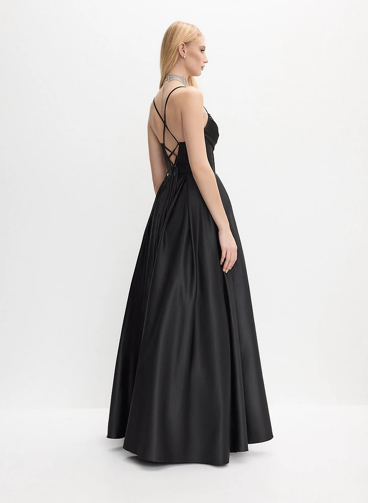 Satin Stone Detail Gown