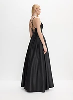 Ruched Satin Ballgown Dress