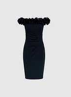 Rosette Off-The-Shoulder Dress