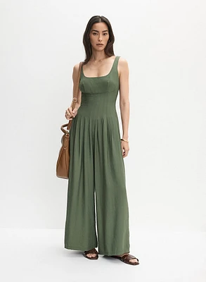 Corset Effect Wide Leg Jumpsuit