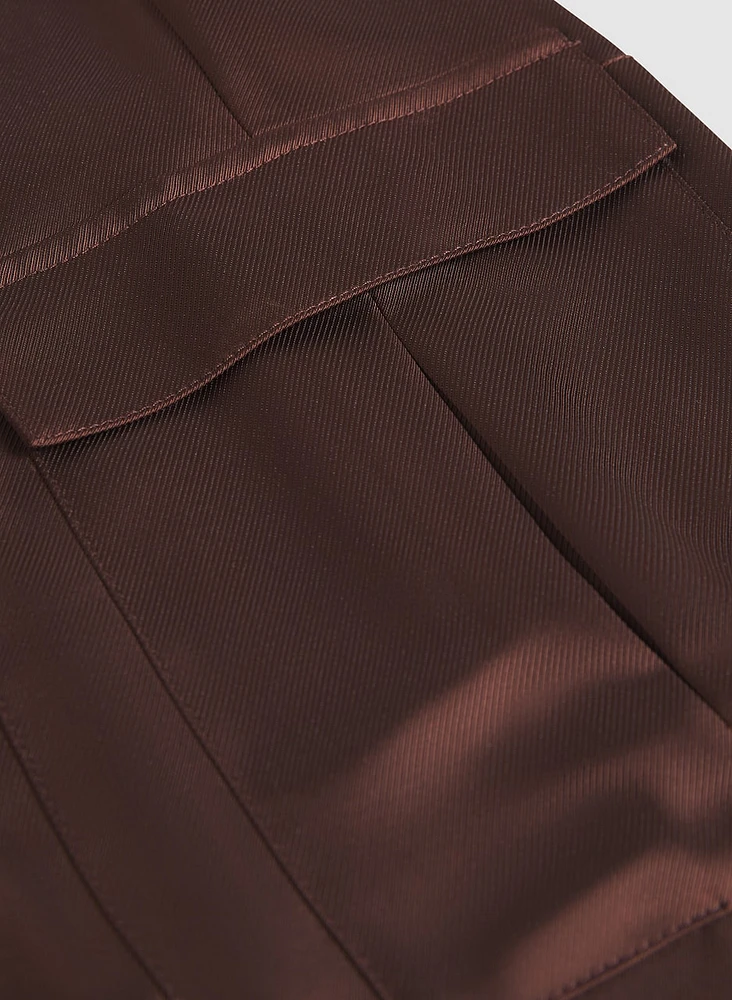 Pull-On Satin Cargo Pants