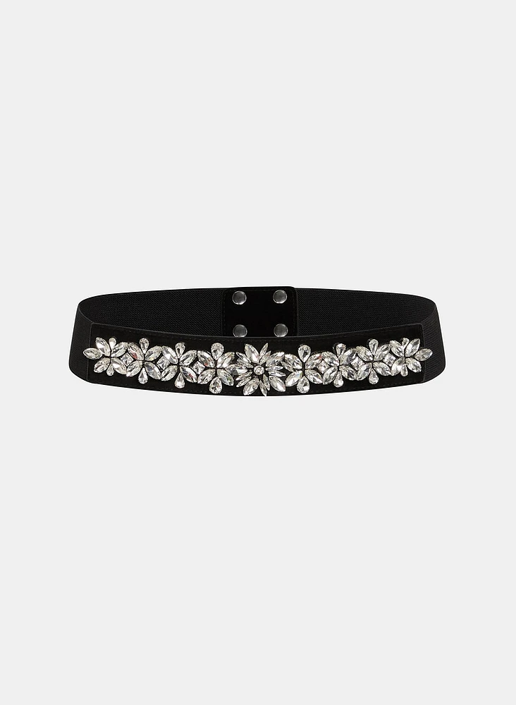 Rhinestone Embellished Elastic Belt