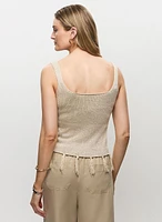 Camisole en fibres métallisées avec franges