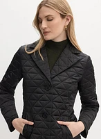 Notch Collar Diamond Quilt Coat