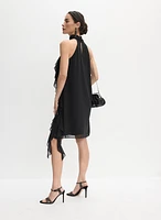 Ruffle Detail High Neck Dress