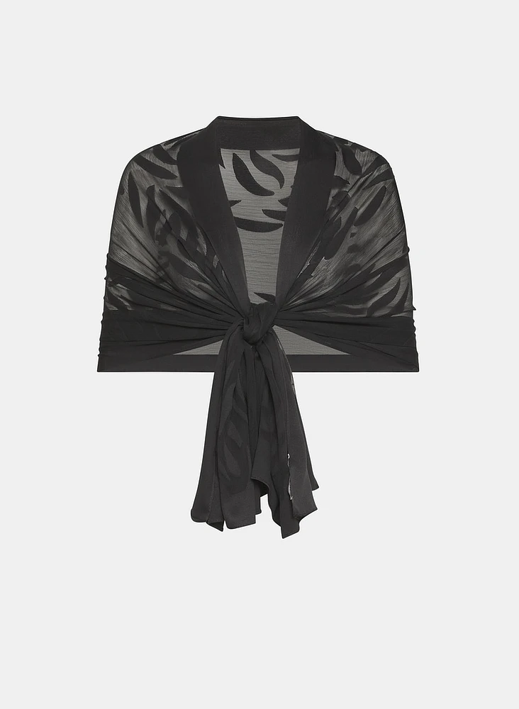Sheer Leaf Motif Wrap