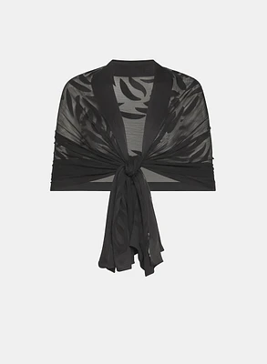 Sheer Leaf Motif Wrap