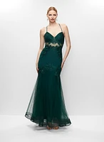 Embroidered Sweetheart Neck Gown