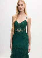 Embroidered Mesh Dress