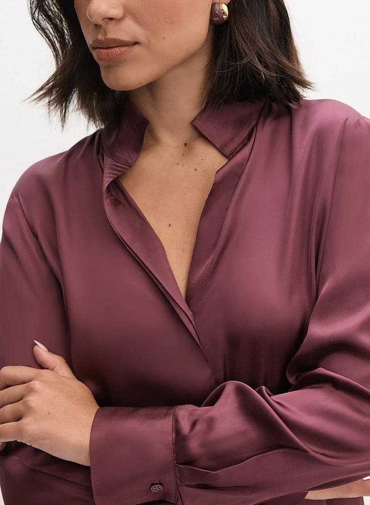 Essential Button-Up Satin Blouse