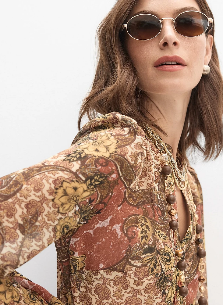Belted Paisley Shirt Dress