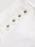 Crotchet Detail Short Sleeve Top