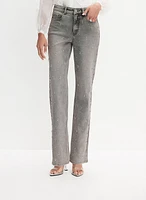 Stone Drop Embellished Straight-Leg Jeans