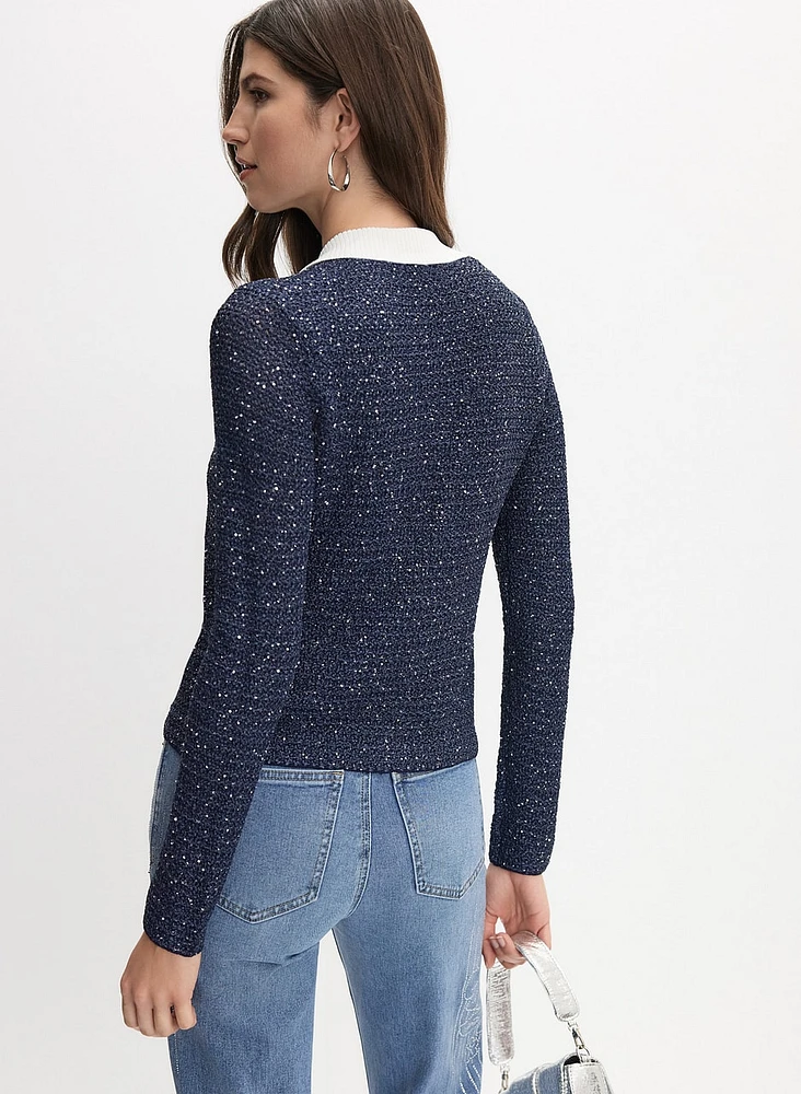 Contrast Bouclé Cardigan