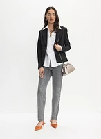 Single-Button Blazer & Metallic Straight Leg Jeans