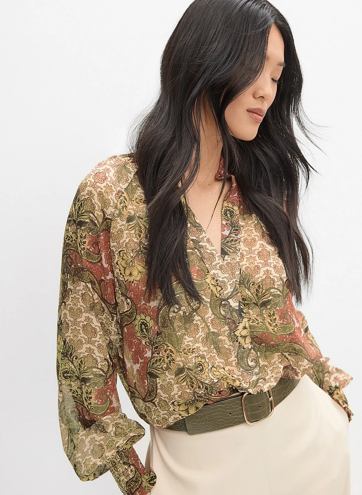 Blouse en chiffon à motif paisley
