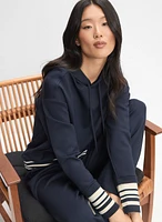 Striped Trim Hooded Sweatshirt