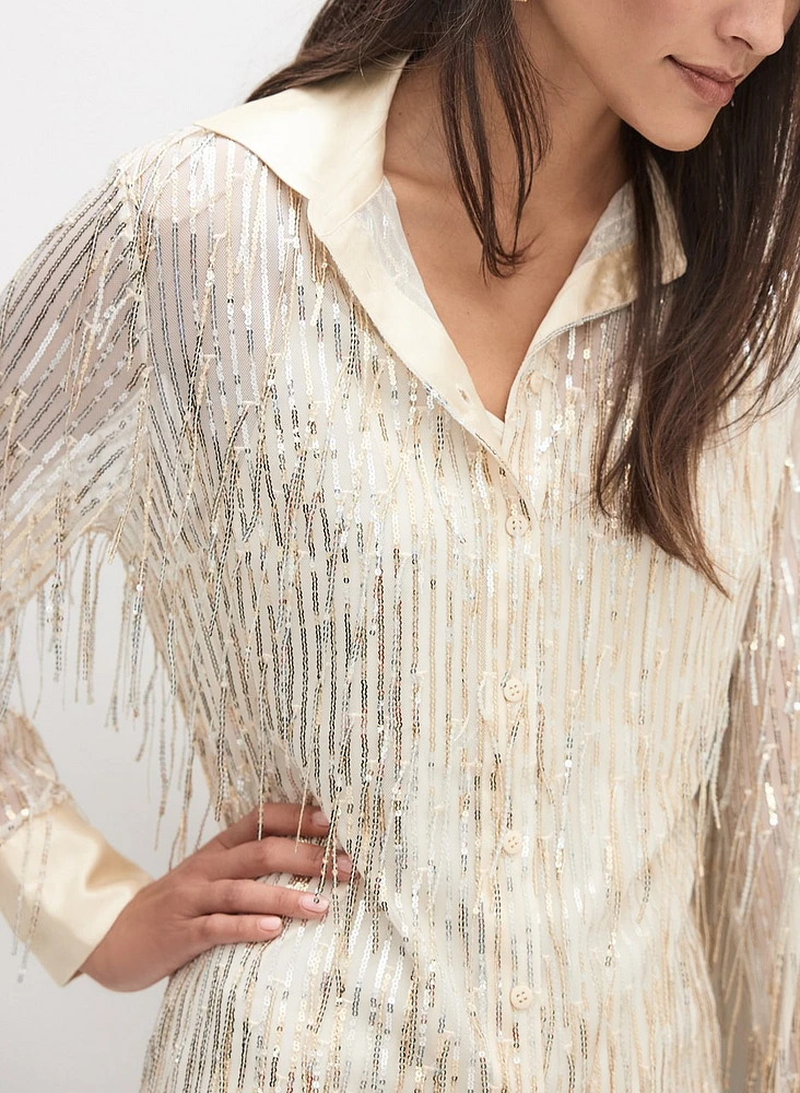 Sequined Fringe Blouse