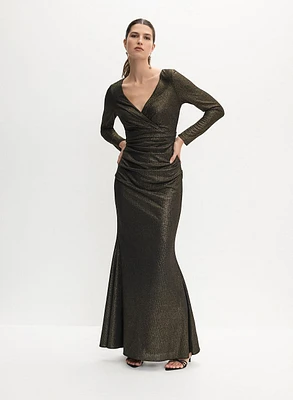 BA Nites - Foiled Ruched Waist Dress