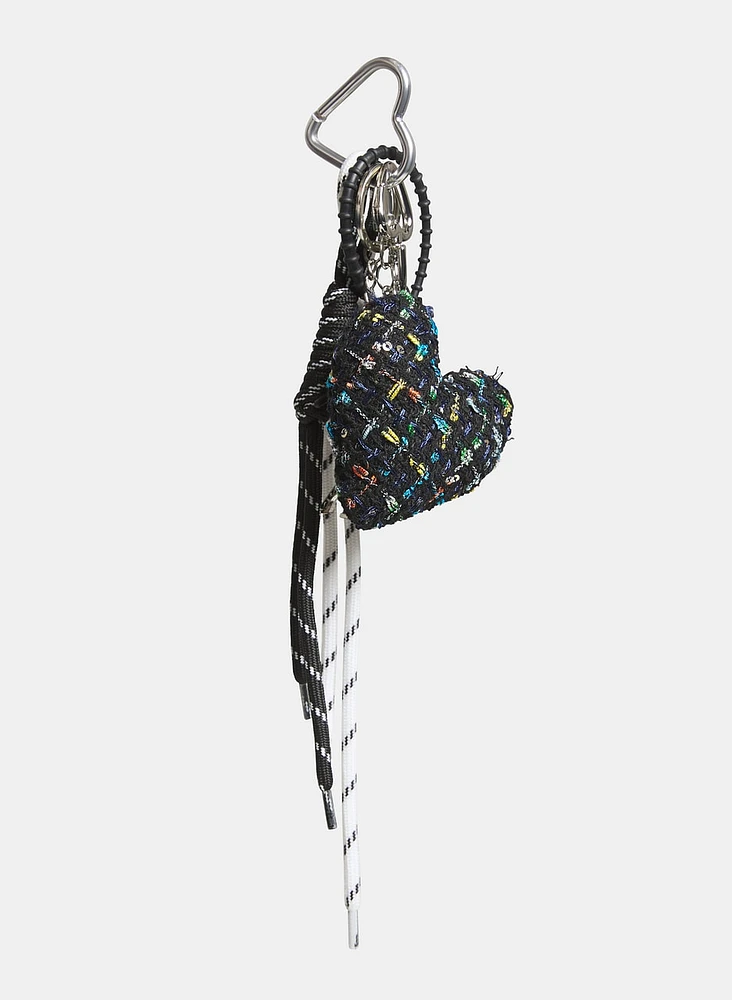 Tweed Heart Key Chain