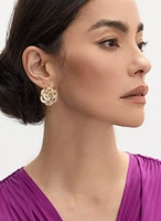 Baguette Flower Button Earrings