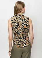 Blouse sans manches à motif léopard