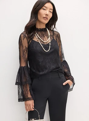 Tiered Bell Sleeve Lace Blouse