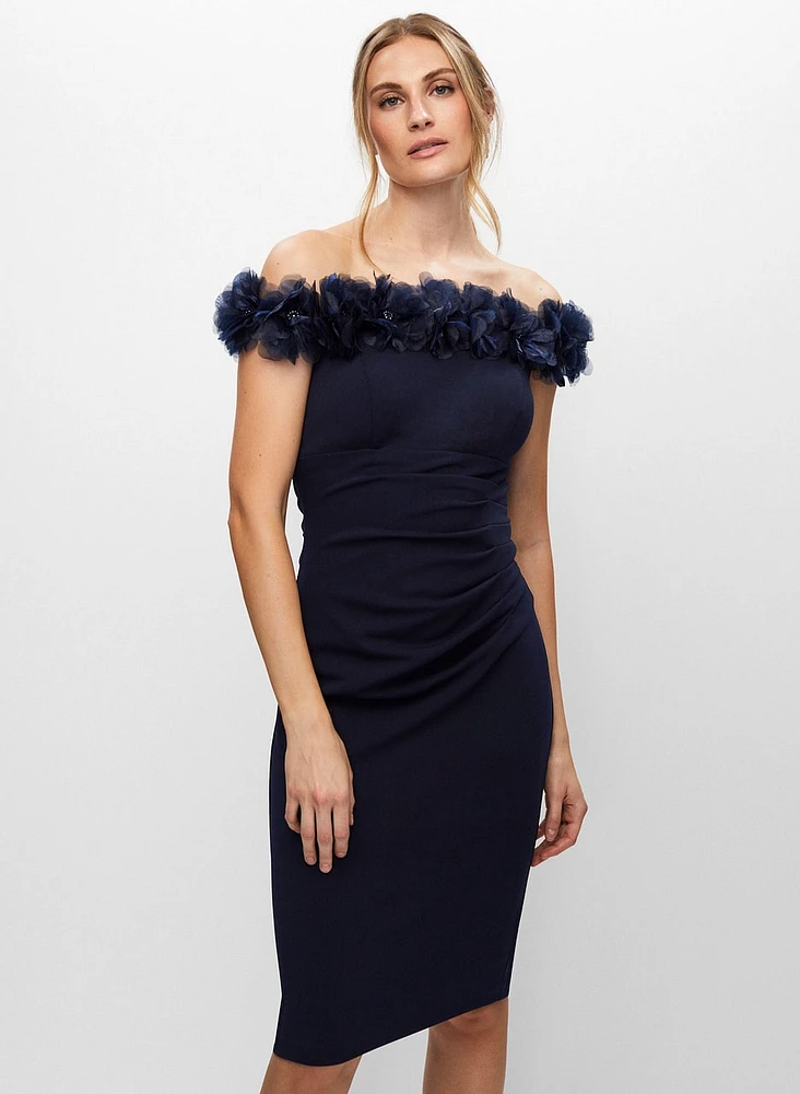 Off-the-Shoulder Rosette Dress